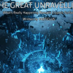 A digital world map breaking apart into glowing geometric fragments, symbolising unseen structural changes beneath global crypto and digital-asset markets.