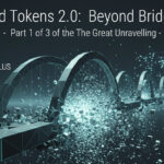 Abstract digital bridge breaking apart into geometric fragments, symbolising the instability and transformation of cross-chain systems in digital finance.