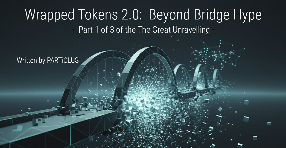 Abstract digital bridge breaking apart into geometric fragments, symbolising the instability and transformation of cross-chain systems in digital finance.